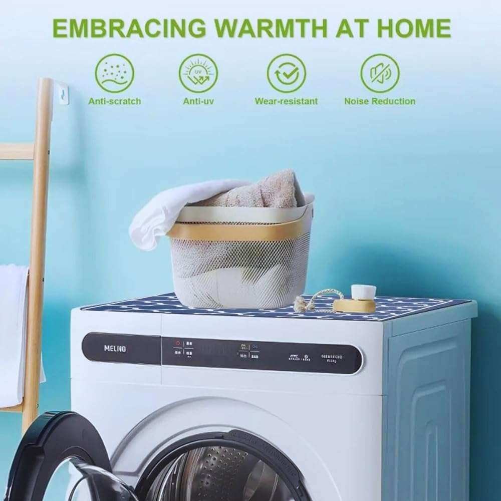 Homecloud Non-Slip Washing Machine Mat – Durable Waterproof Protective Cover for Washer & Dryer, Dust-Resistant Mat Ideal for Laundry Room & Kitchen Appliances (Navy) 4