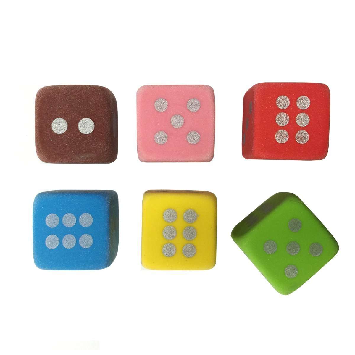 6-pcs Color Dice Eraser Set