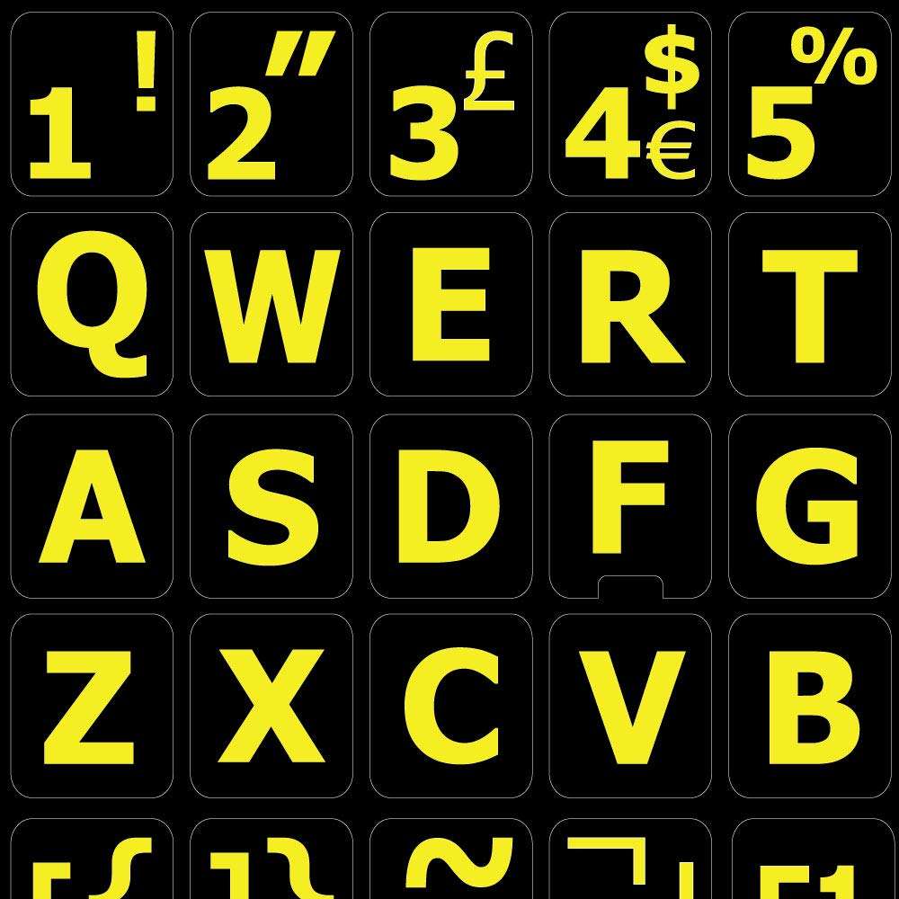 English UK Large Lettering (Upper CASE) Decals for Keyboard Black Background for Desktop, Laptop and Notebook 1