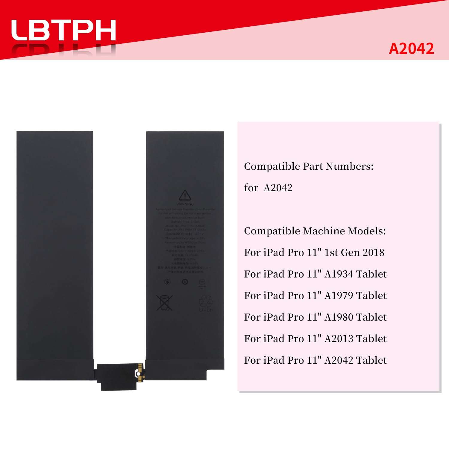 New A2042 Battery Replacement Compatible for iPad Pro 11 2018 1st A1934 A1979 A1980 A2013 A2042/EMC 3222 3221 LTE GSM WiFi Cellular Series 3.8V 29.26Wh 7700mAh with Repair Tools kit 4