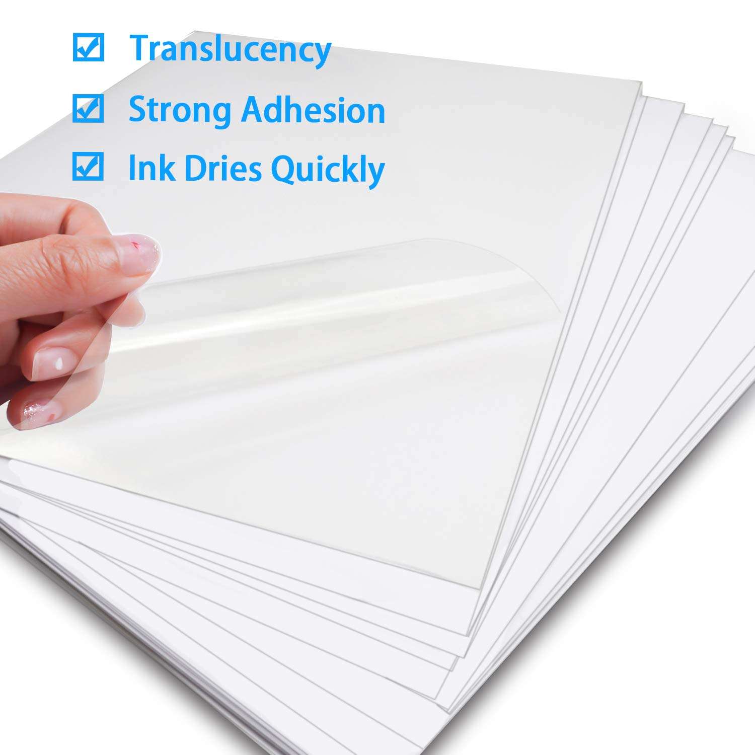 Printable Vinyl Sticker Paper for Inkjet Printer, Translucent Premium Waterproof Sticker Paper Full Blank Labels 8.5" x 11"(12 Sheets) - Dries Quickly and Durable, Self Adhesive 2