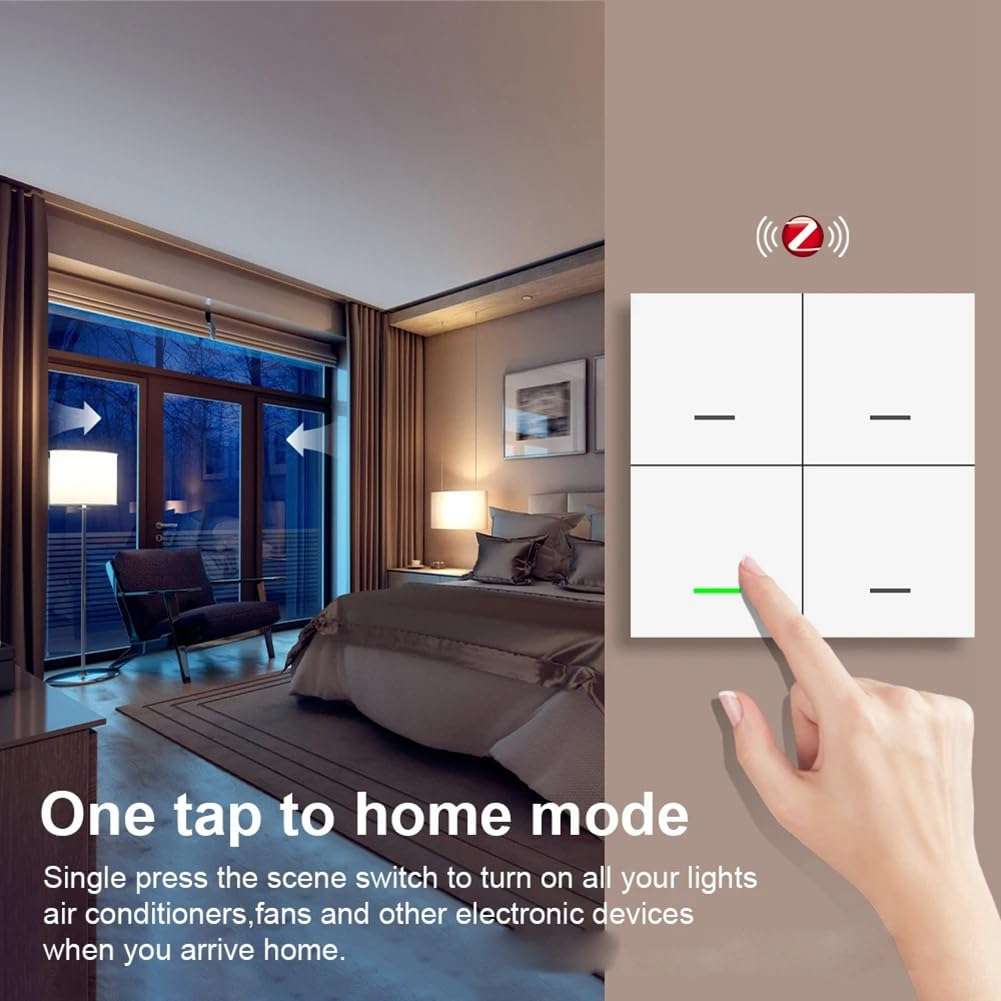 Bloepum Tuya ZigBee Smart Scene Switch 4 Gang Smart Switch 12 Scene Switch Push Button Controller Supports Home Assistant Easy to Use 6