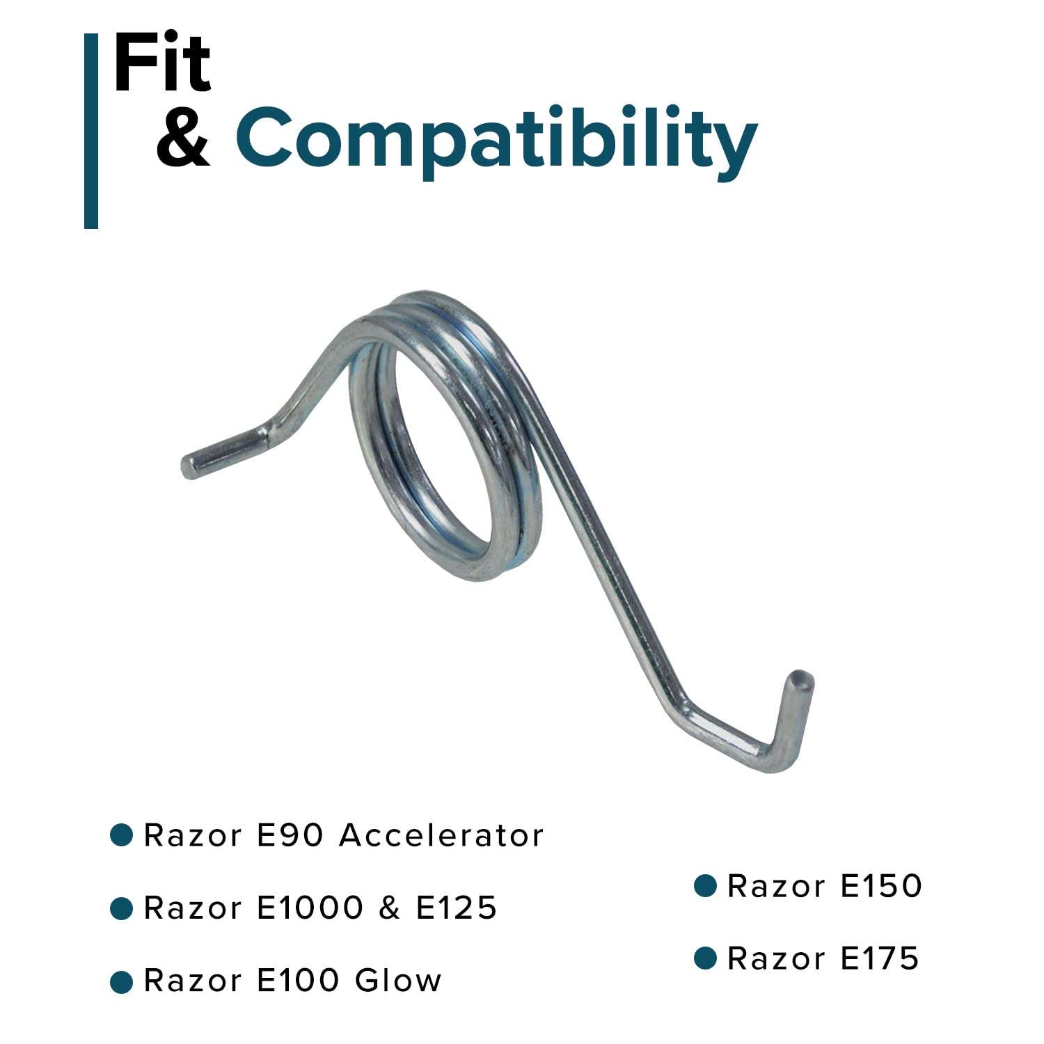 AlveyTech Chain Tensioner Spring - for The Razor E100, E100 Glow, E150, E175, & E90 Accelerator, Replacement Fit, Kids Electric Mini Dirt Scooter Parts, Metal Easy Install Silver Springs 6