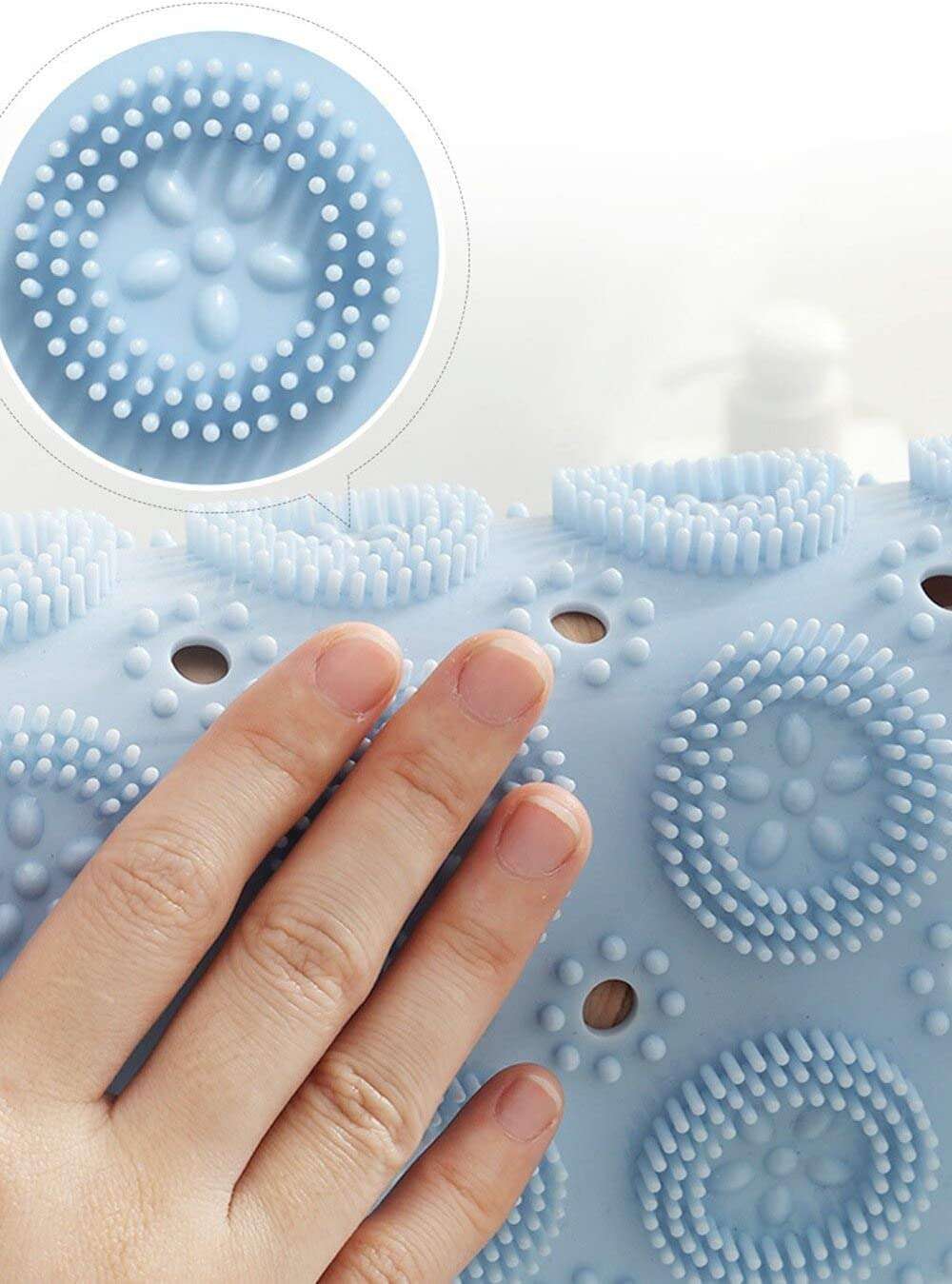 Portible Non-Slip Bath Mat | Bathroom Shower Mat | Silicone Dead Skin Brush | Bathroom Supplies Carpet [40 x 40 Cm] (Multi-Color, Pack of 1). 3