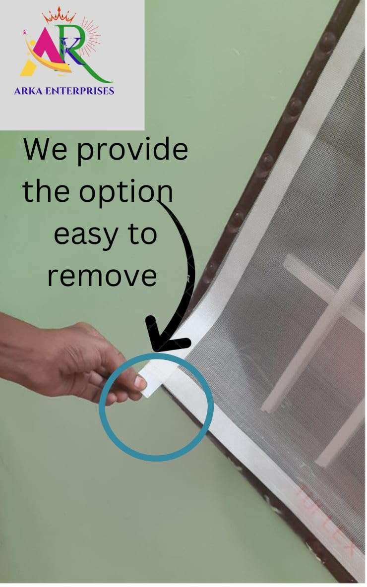 ARKA Fiberglass Pre-Stitched Mosquito Net for Windows | Airson Fiber Mesh with Adhesive Hook Tape ISHI, Width 2.5 cm (Color-Ivory, 150×150 cm) 3