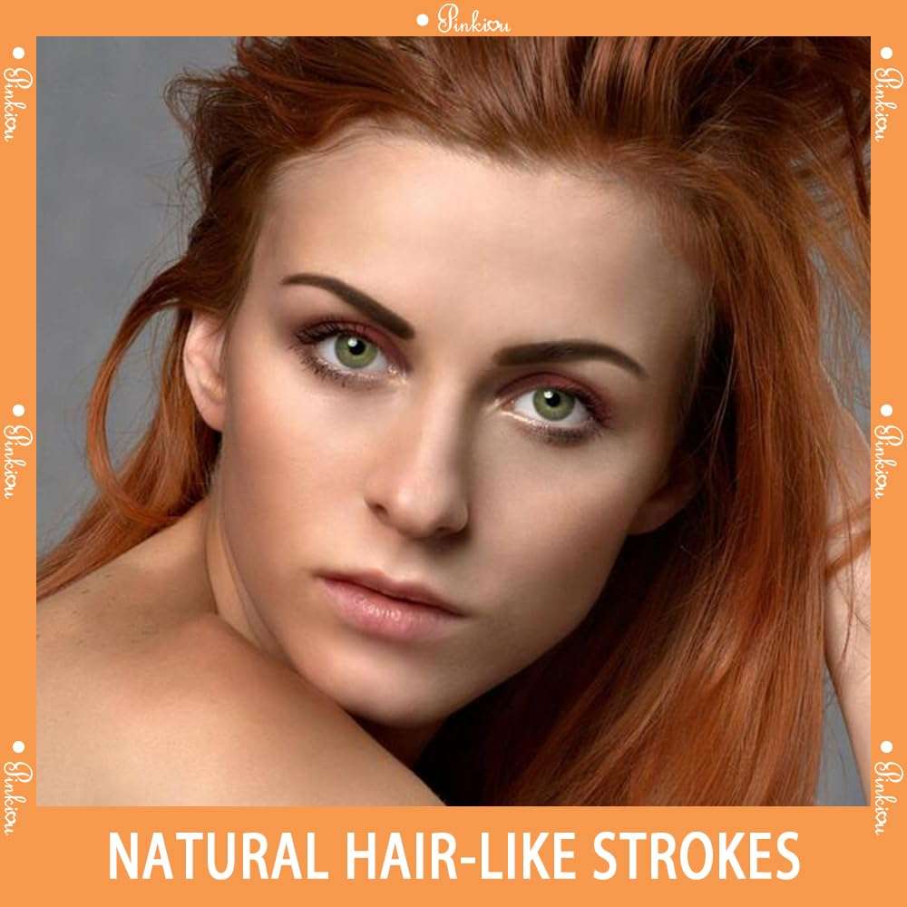 Pinkiou Microblading Eyebrow Pen, 2-In-1 Waterproof Eyebrow Pen, Dual-Ended Eyebrow Pen with 2-Fork-Tips and Precision Brush, Eyebrow Pen for Natural Hair-Like Brows, Long Lasting, Black Brown 4