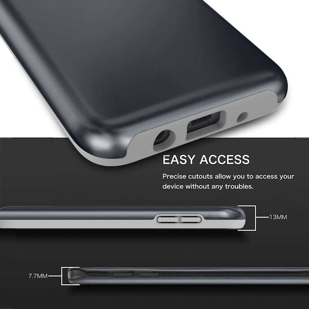 Androgate Galaxy J3 Orbit/ J3V J3 V 3rd Gen/Express Prime 3/ J3 Star/ J3 Achieve/Amp Prime 3/ J3 Aura/Sol 3 Case, Hybrid Matte Cover Case with Screen Protector for Samsung Galaxy J3 2018, Dark Blue 5