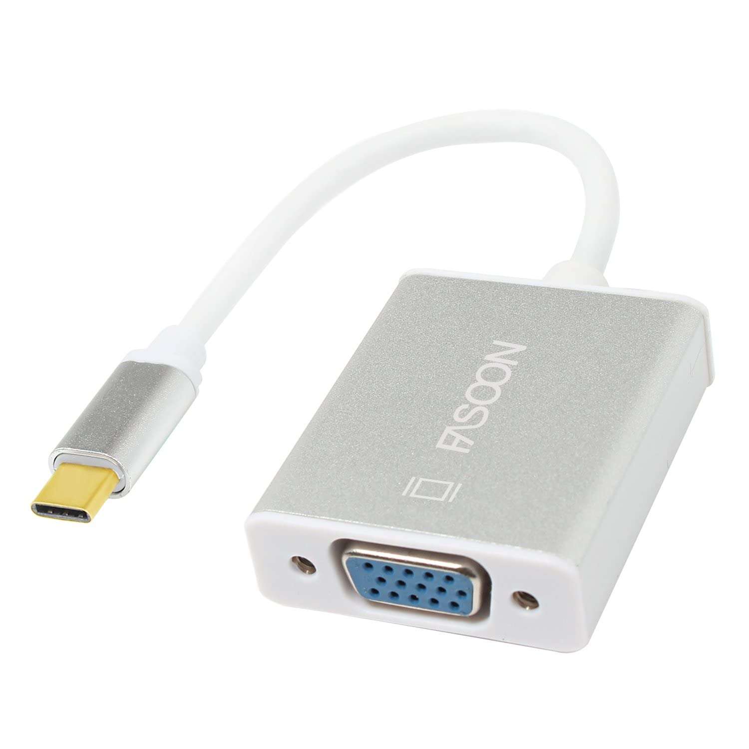 Ubersweet® Gold-Plated 1080p USB C to Vga Adapter, USB 3.1 Type C (Thunderbolt 3 Compatible) to Vga Adapter/Converter 2016 2017/ Pro/Chromebook Pixel/Galaxy S8/S8 Plus Etc (Silver) 4