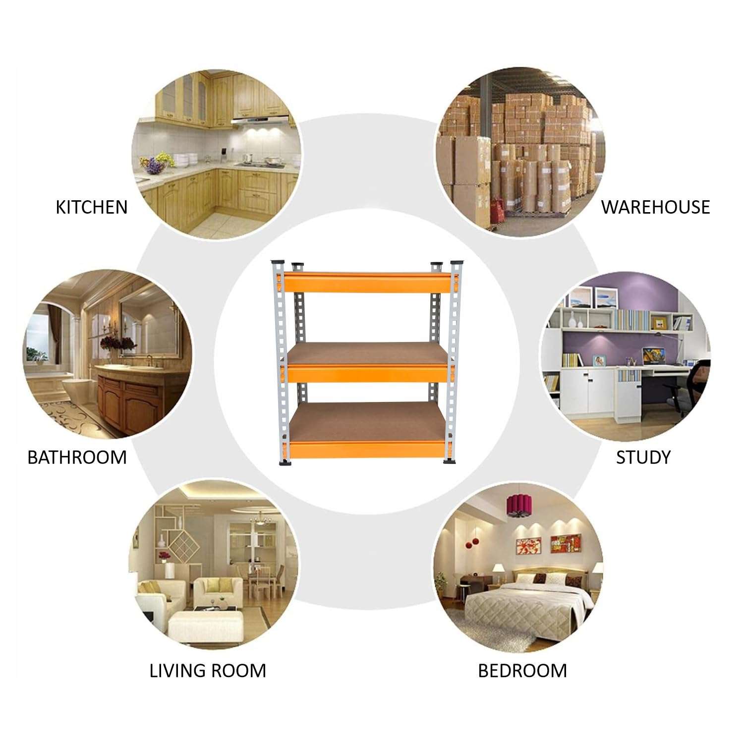 SmartSlide Adjustable 3-Shelf Metal Shelving Unit Storage Utility Rack Garage Shelves Boltless Storage Rack & Shelves for Home Kitchen Display Rack (3 Shelf 36 x 12 x 36) 6