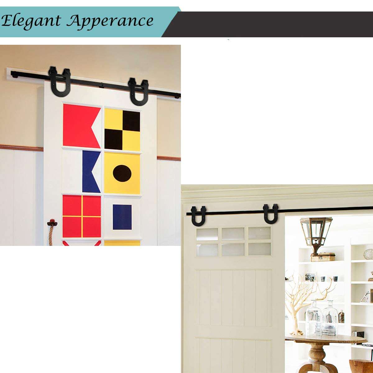 Black U Shape Barn Door Hangers,Smooth and Quiet Furniture Door Rollers,Sliding Door Hareware Wheels Only,Solid Extra Hangers Only 5