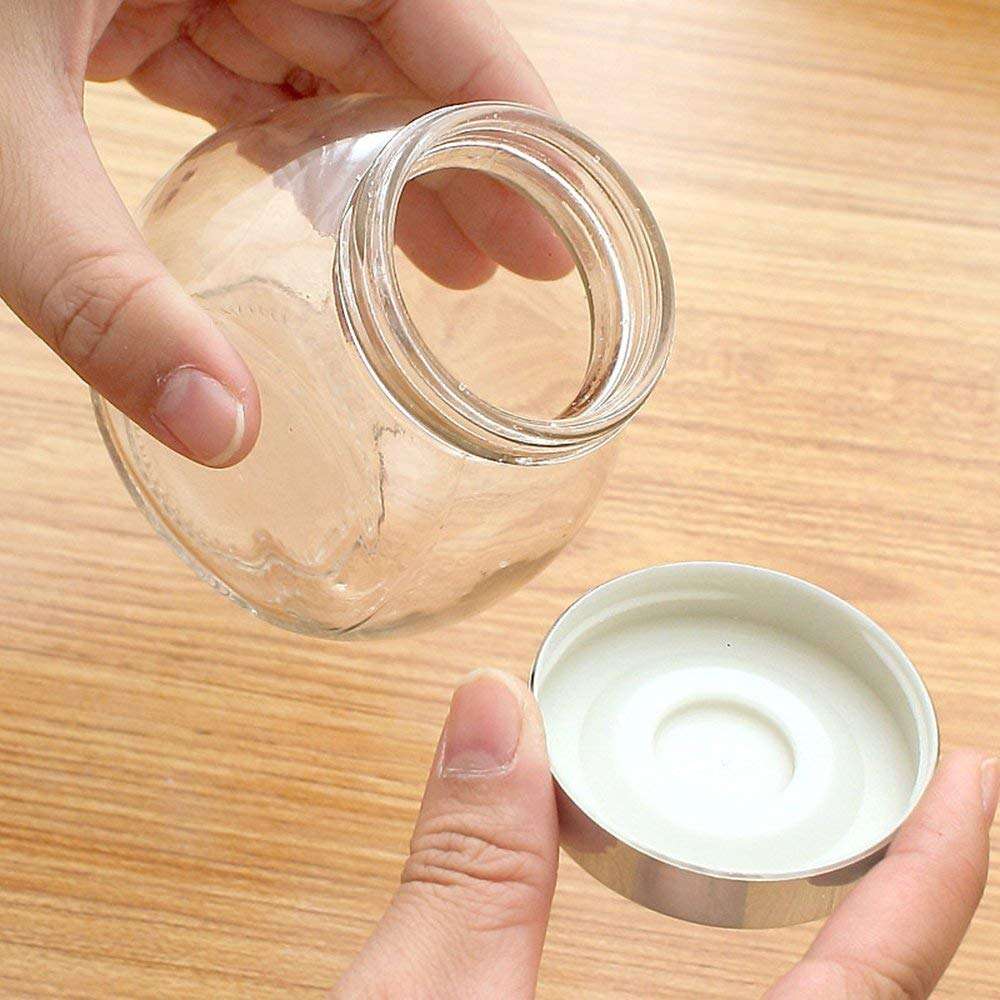 SUNAM Glass Jars With Regular Plastic Lids and Bands, Ideal for Jam, Honey, Wedding Favors, Shower Favors, Baby Foods, DIY Magnetic Spice Jars (4) 3