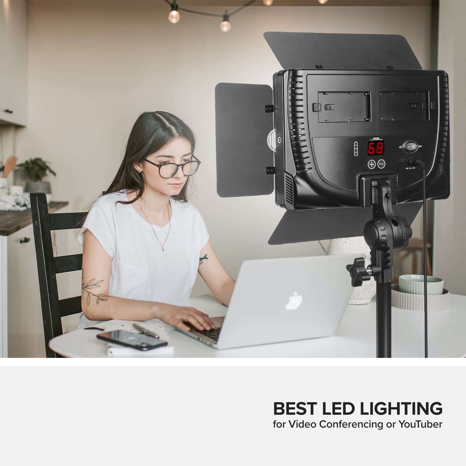 LimoStudio 504 LED Barndoor Dimmable Bi-Color Light, 78" Stand, Batteries, Battery Charger Kit, and Color Gels for Studio Photography, Video Shooting, AGG2834 2