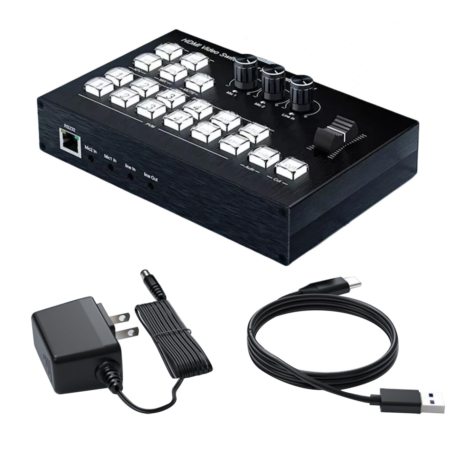 HDMI Live Stream Switcher, 3-Channel HDMI Live Streaming Switcher, Multi Camera Video Mixer