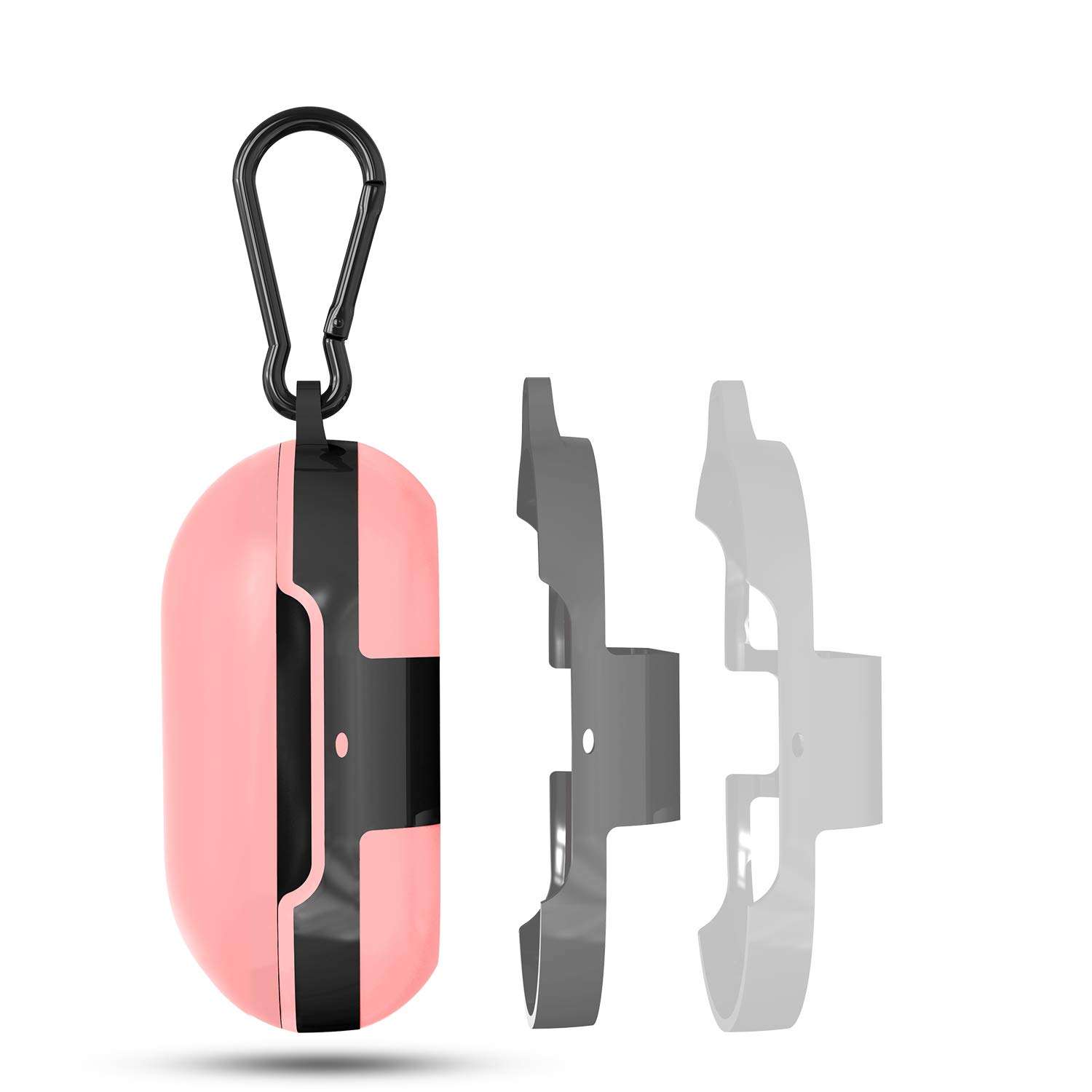 Samsung Galaxy Buds Case 2019/2020 Plus, 2 Pack Silicone Cover with Carabiner, Anti-Lost & Shockproof (Black+Red) 2