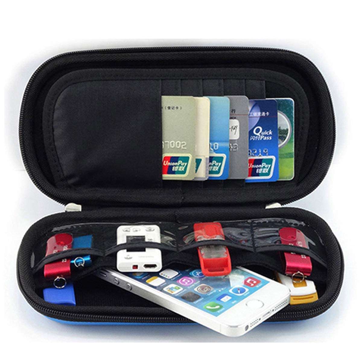 GHKJOK Small Electronics Case Carrying Case Gadget Bag Oval Tidy Storage Box for U Disk Charging Plug Data Cable Package Earphone Nylon Organizer Snake Skin Pattern Multifunctional 4