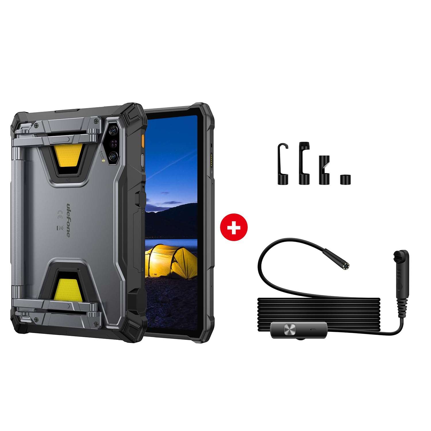 Ulefone Armor Pad 5 Pro & Endoscope E01, 5G Rugged Tablet, Dimensity 7400X 32GB+512GB/2TB Expansion, 24200mAh(120W), 11" FHD+ Screen, IP68/69K, 64MP+64MP, 32MP, Dual LED Lights/Warning Lights
