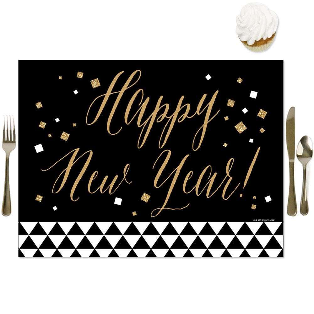 Big Dot of Happiness New Year’s Eve - Gold - Party Table Decorations - New Years Eve Party Placemats - Set of 16 1