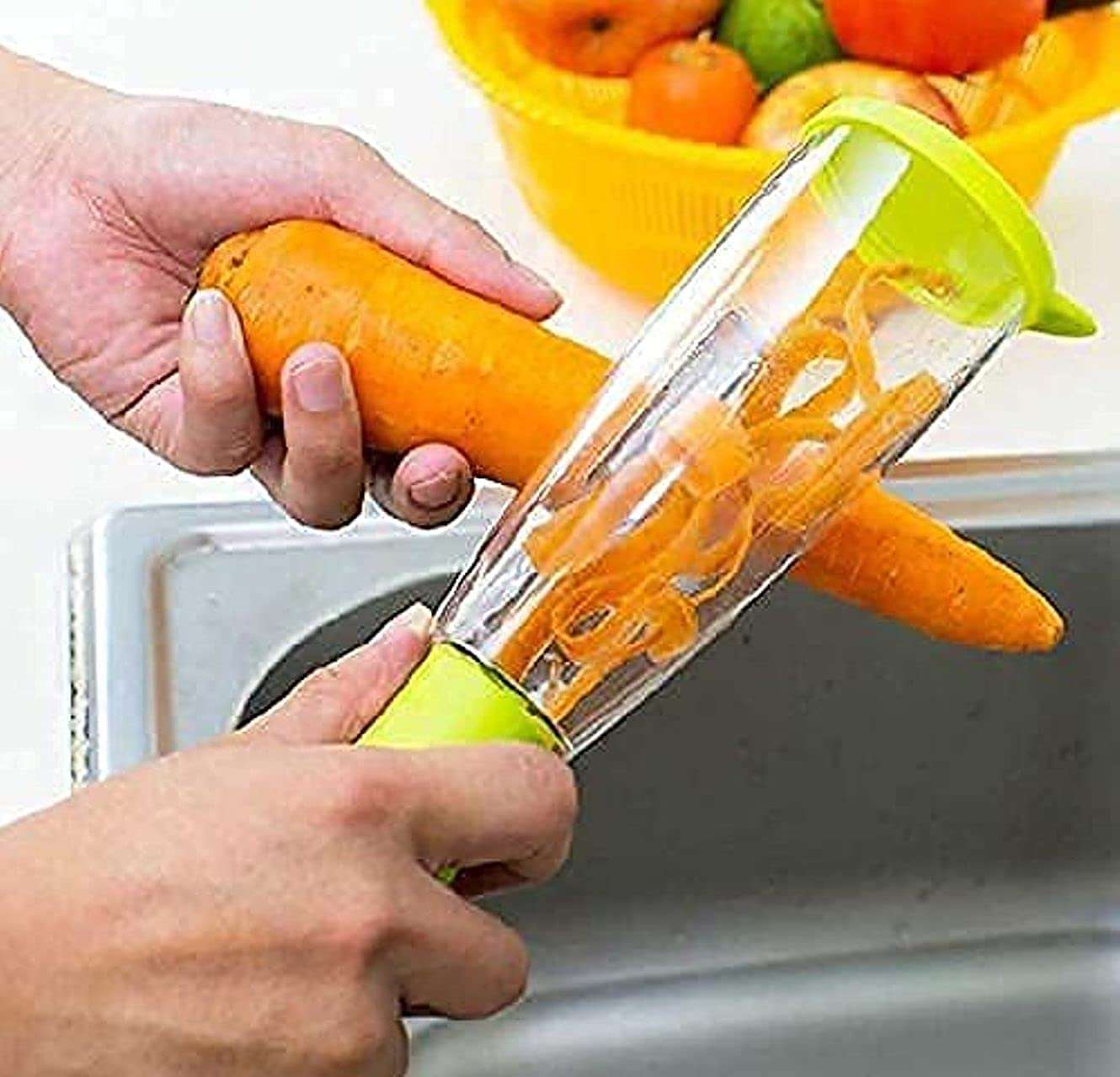 HAB Mart Stainless Fruits_Vegetable Peeler for Kitchen with Storage Container Peeling Tool - Multicolor-0 1