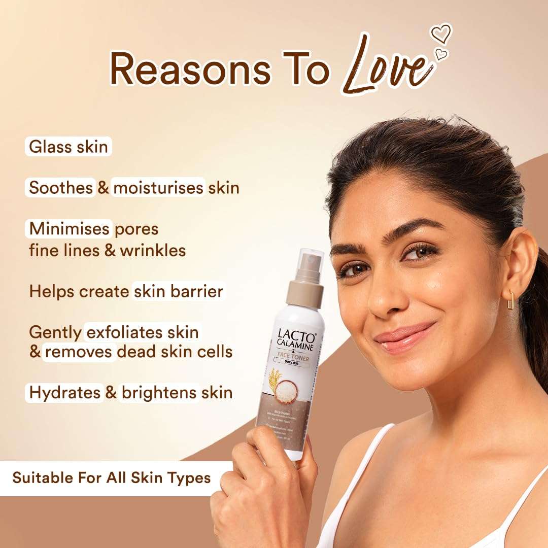 Lacto Calamine Rice Toner | 120ml | Rice Water Toner Korean Skincare for Glass Skin with Vitamin C, Glycolic Acid, Niacinamide | Face Toner for All Skin Types | Dermatologically Tested | Alcohol free 5