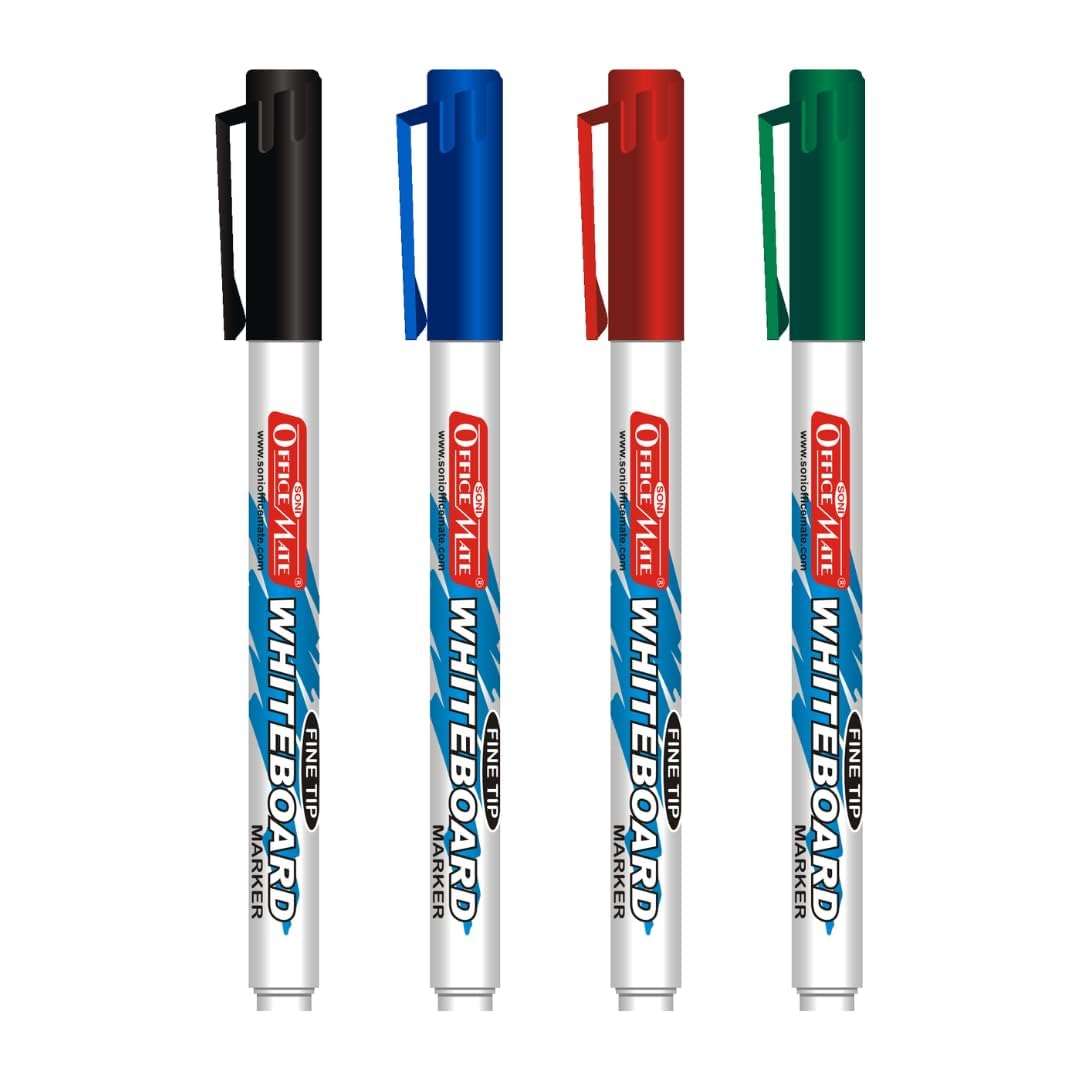 Soni Officemate Slim Whiteboard Marker, Assorted Colour-(4 Pcs- 2 Sets) 1