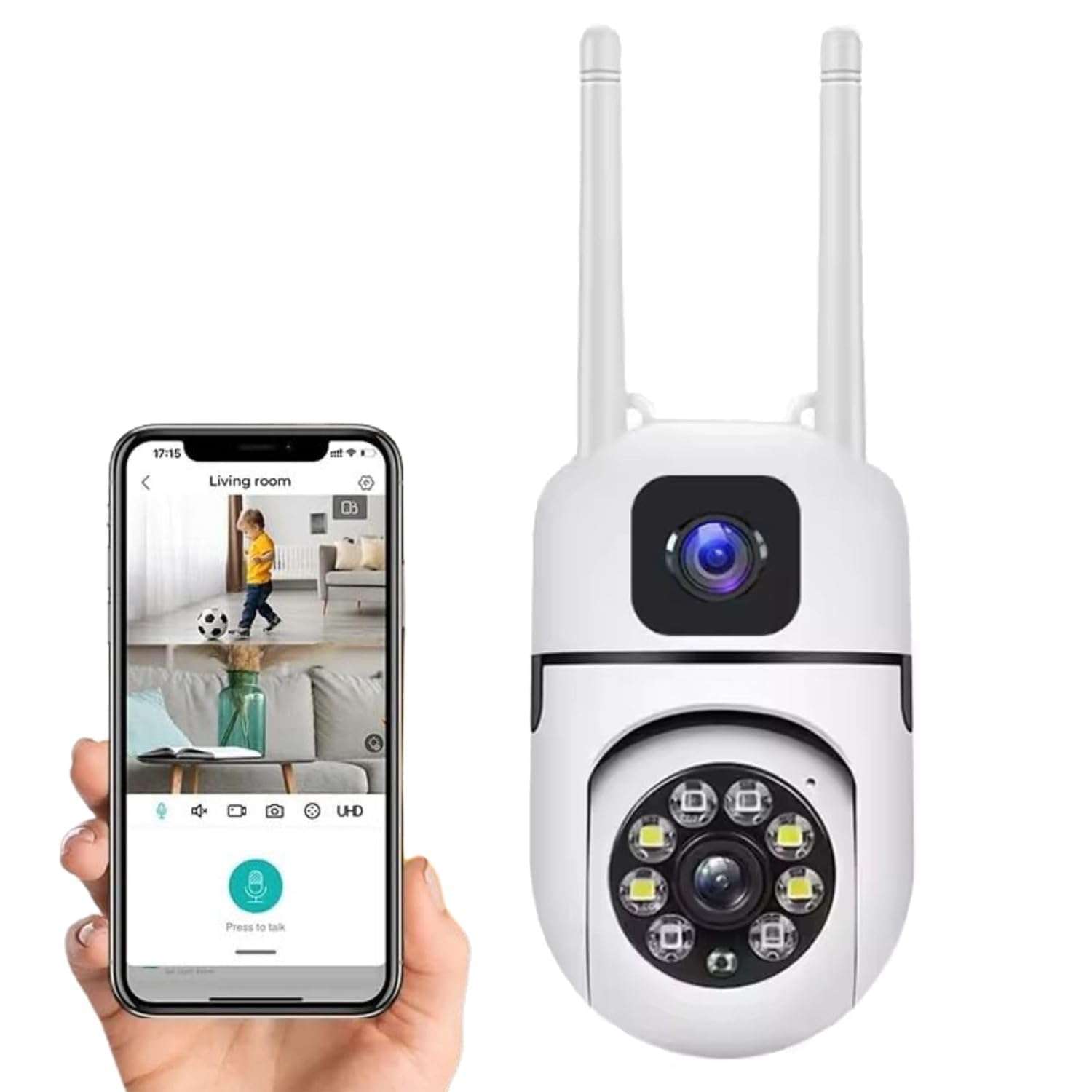 DDLC 4+4MP Dual Lens Mini Ptz CCTV Camera | 360 Degree Security WiFi Camera | Color Night Vision | Motion Tracking | Two Way Audio | Wireless Security Camera for Home (Dual Lens Mini PTZ) 1