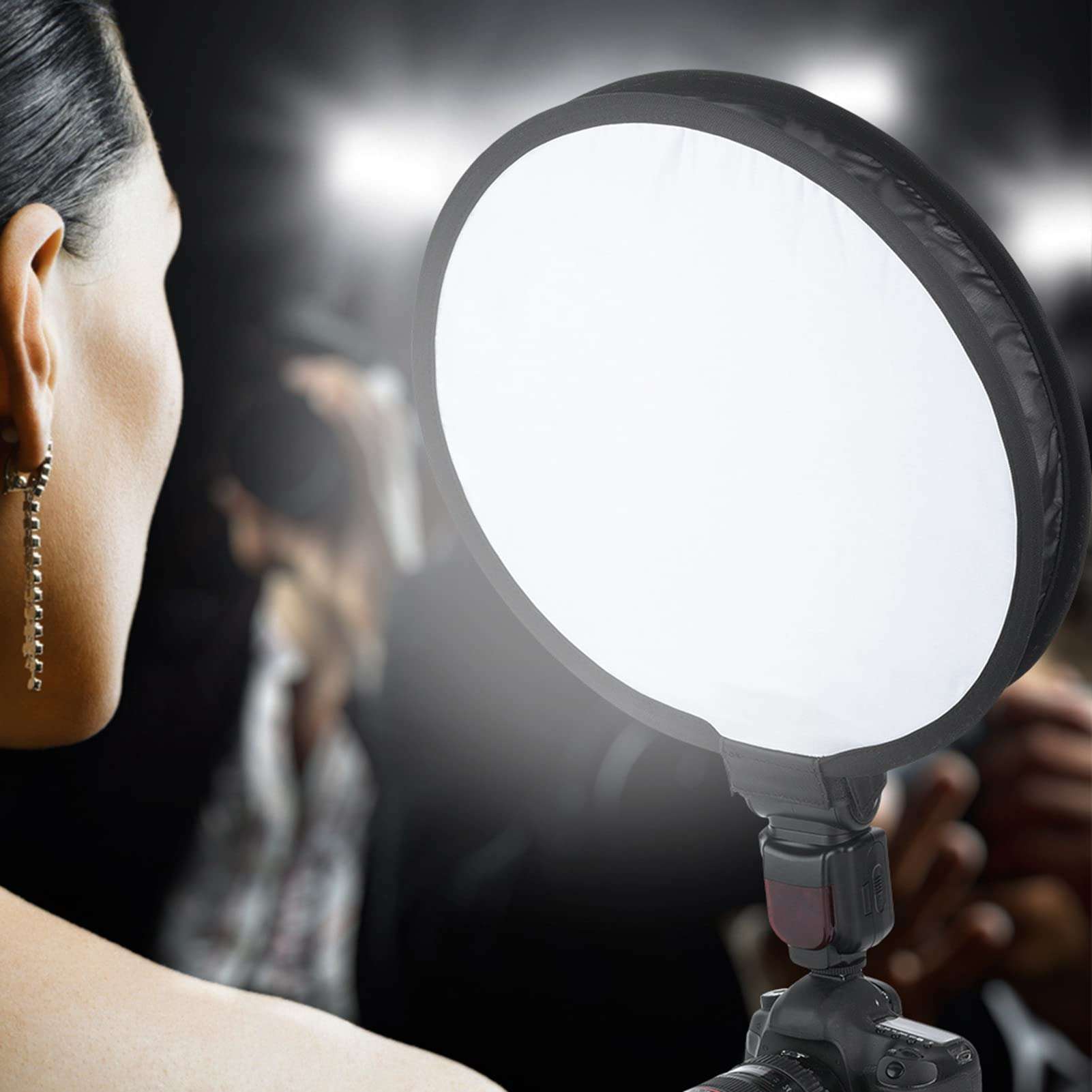 Estink Round Softbox Diffuser, 40CM/15.75 Nylon Portable Studio Flash Diffuser Light Softbox Foldable Round Shape Speedlite Softbox Diffuser with Carrying Bag for Camera Flash Light 3