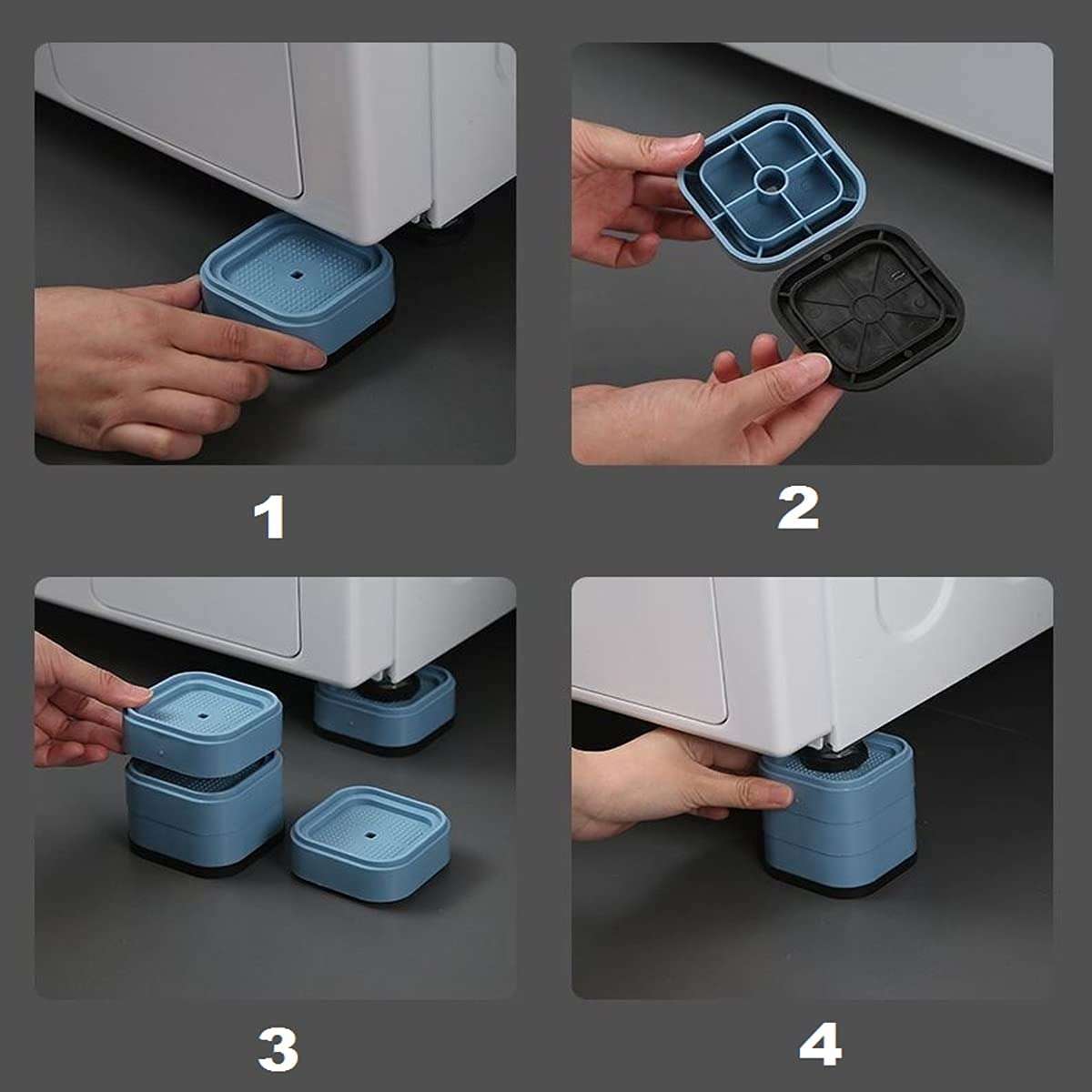 Raxon Innovation Shock & Noise Cancelling Washing Machine Support/Washing Machine Stabilizer - Washer Vibration Pads/Anti-Slip Anti-Vibration Washing Machine Feet Pads/Blue/ [Pack of 1] 6