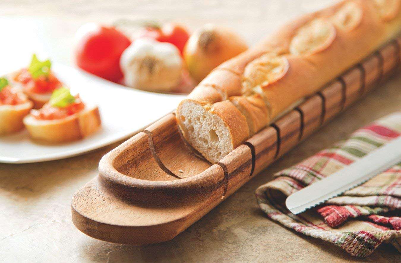 White Whale Wooden Avignon Baguette Miter Bread Toast Slicer Bagel Slicer Cutter Mold 5
