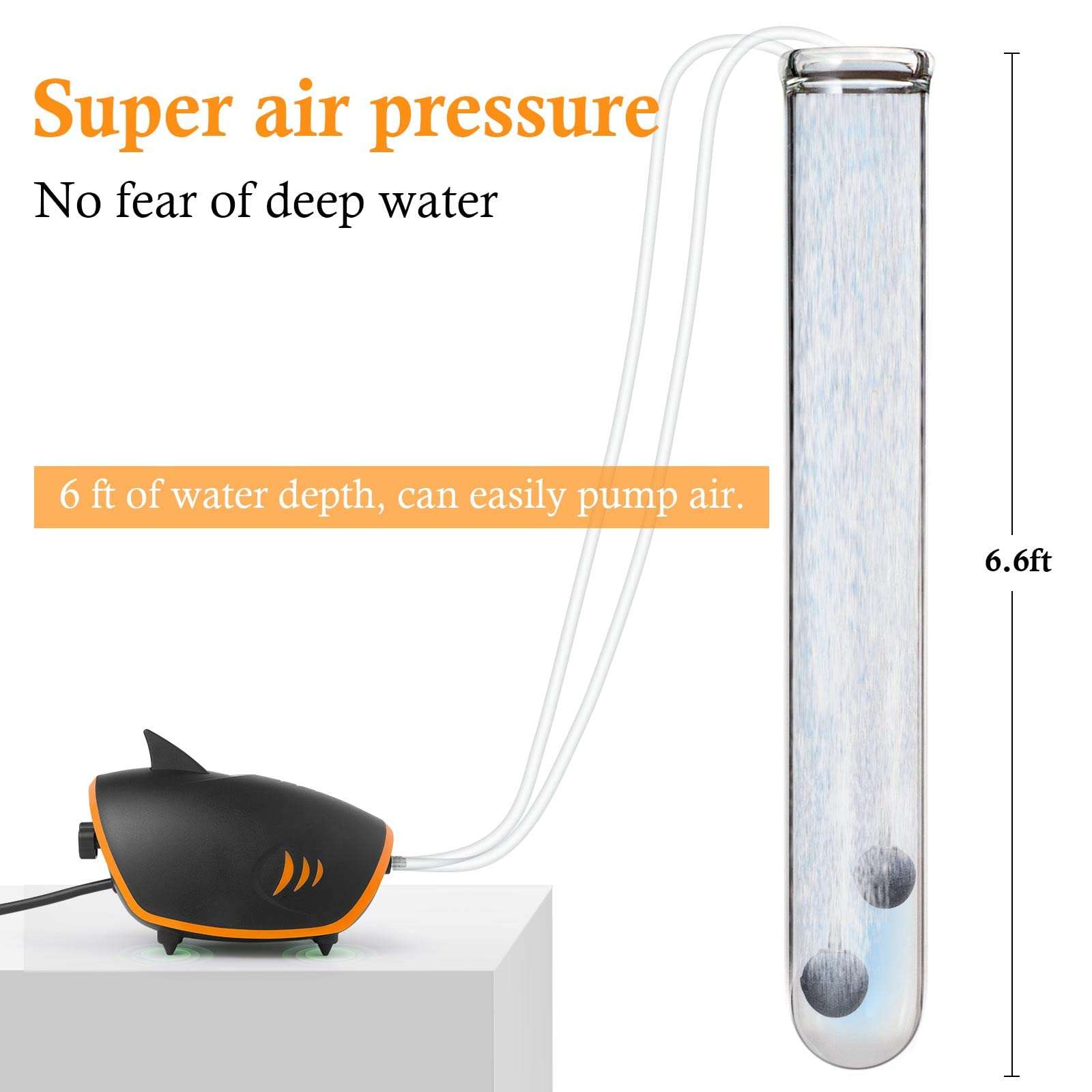 HITOP 110GPH Powerful Aquarium Air Pump: Quiet 2-outlets Aquarium Aerator, Adjustable Fish Tank Air Pump with Accessories, for 20-200 Gallon Tank 6