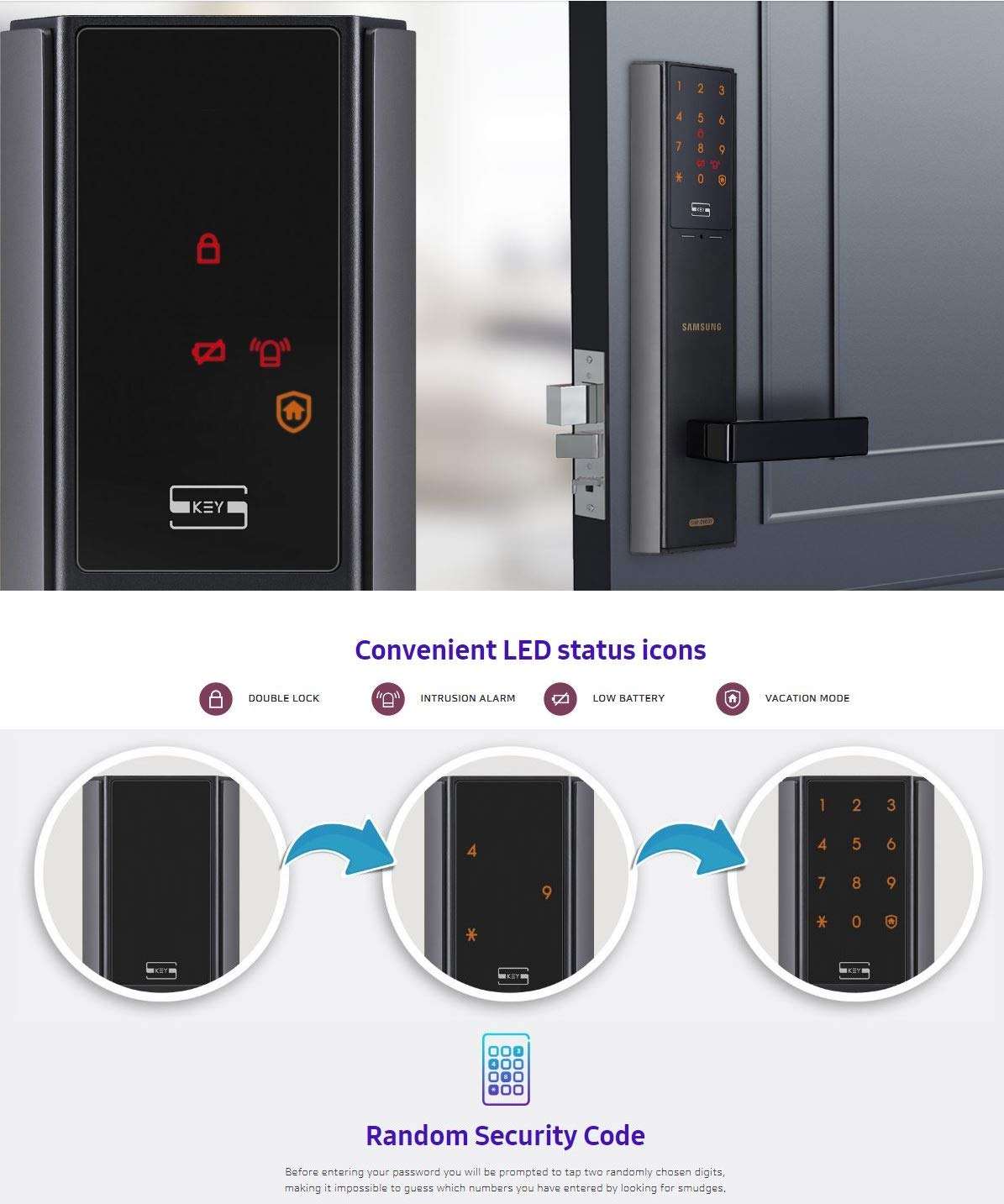 SAMSUNG SHP-DH537 SHP-DH537BC/VK Mortise Handle RFID Card Tag/Passcode Smart Digital Door Lock (SHS-AML320) 6