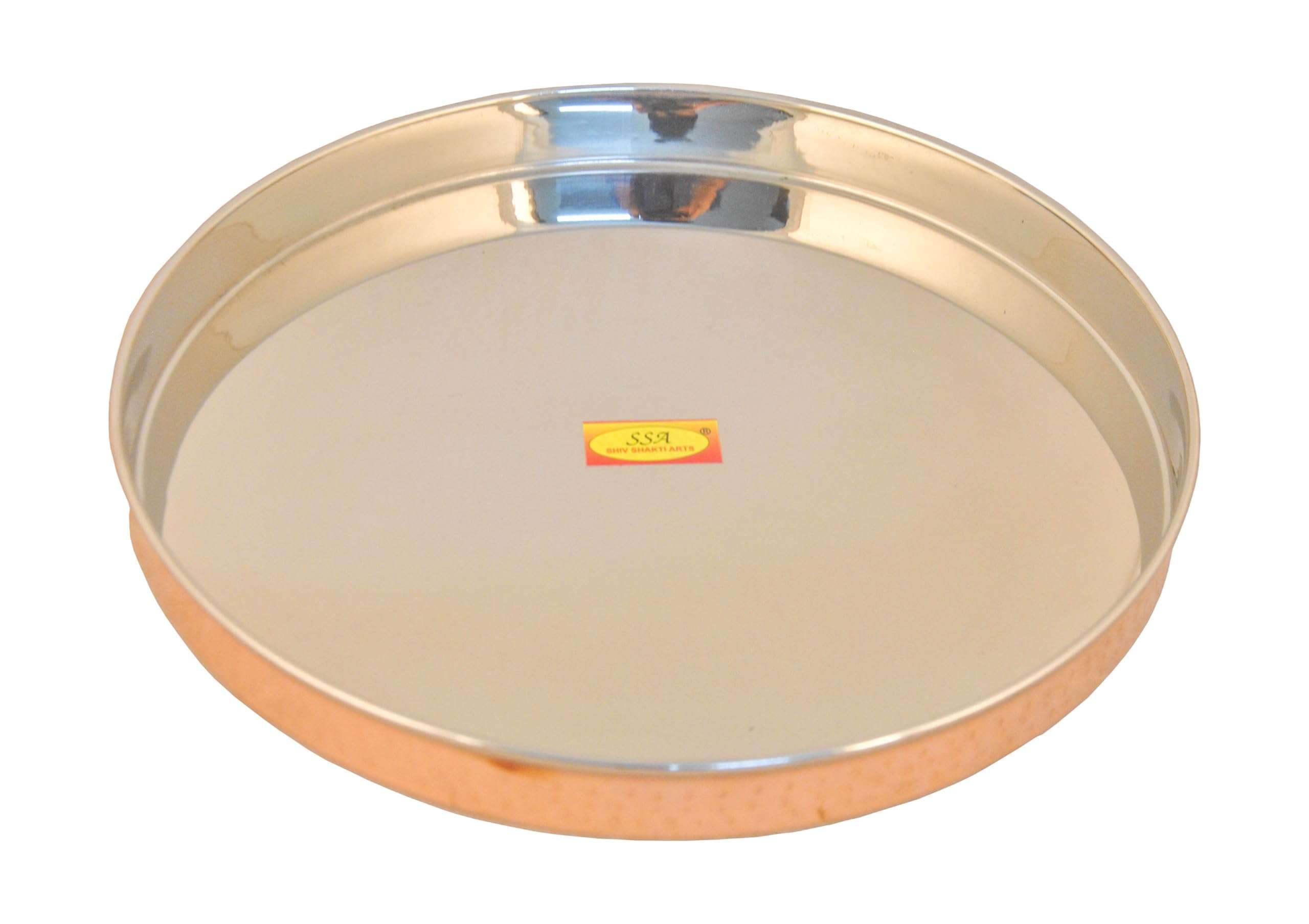 Shiv Shakti Arts Copper Thali, Inside Steel Hammered for Premium Dining Experience, 12 in, Home Hotel,6 Pc 4