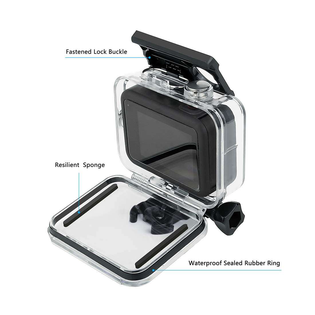 SOONSUN Waterproof Housing Case Filter Kit for GoPro Hero 8 Black, 60m Underwater Diving Protective Housing Shell with 3 Pack Filters for GoPro HERO8 Black Camera 5