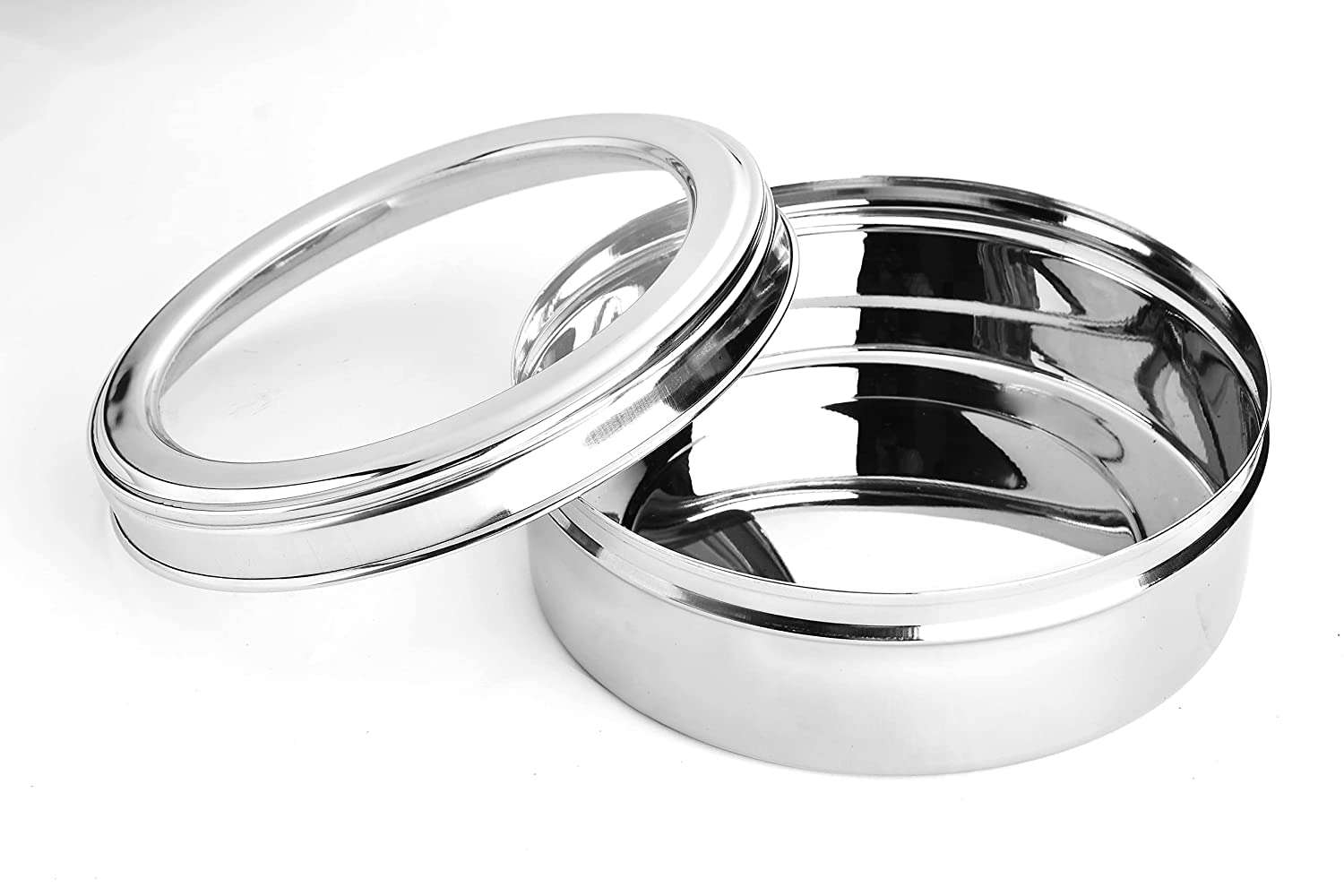 Skitch Stainless Steel Multipurpose Container See Thru Pappad/Chapathi Dabba/Chocolate Box 1