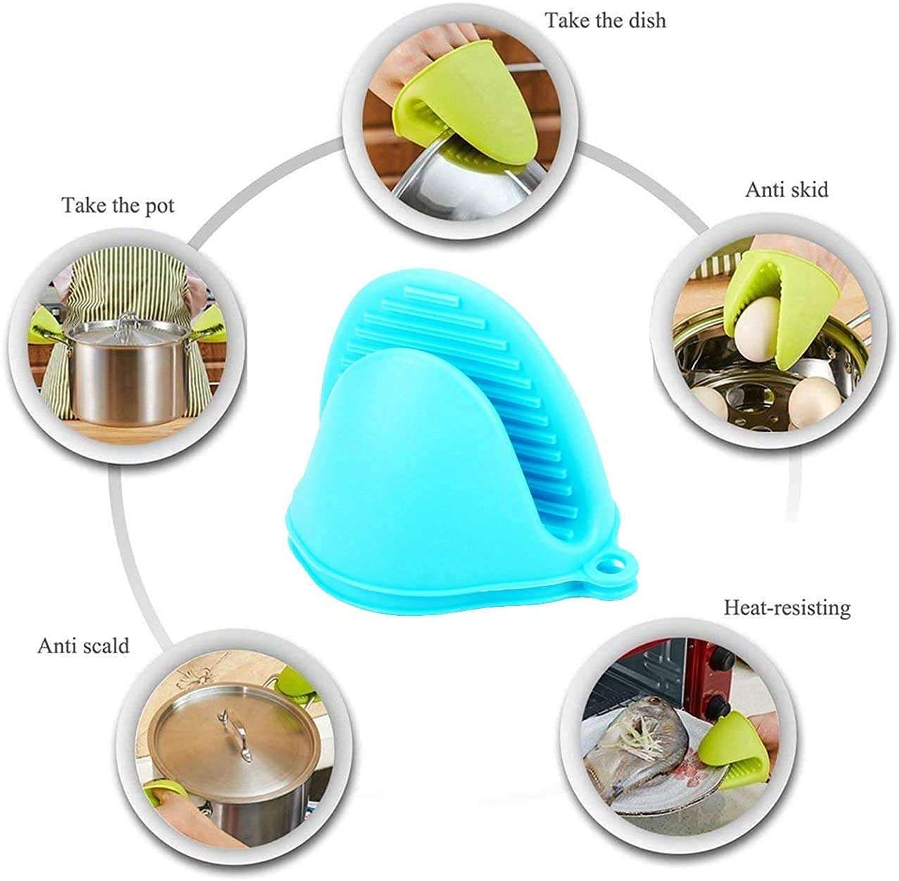 FIZLOZ Silicone Pinch Grip Mitten Oven Mitt Gripper Grip Kitchen Potholder Utensil Tool, multicolur -1 / Pair 4