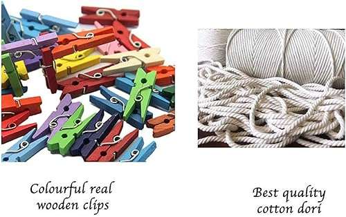 CrazyInk wooden Hanging Photo Frame Collage Organizer with Wood Clips 4