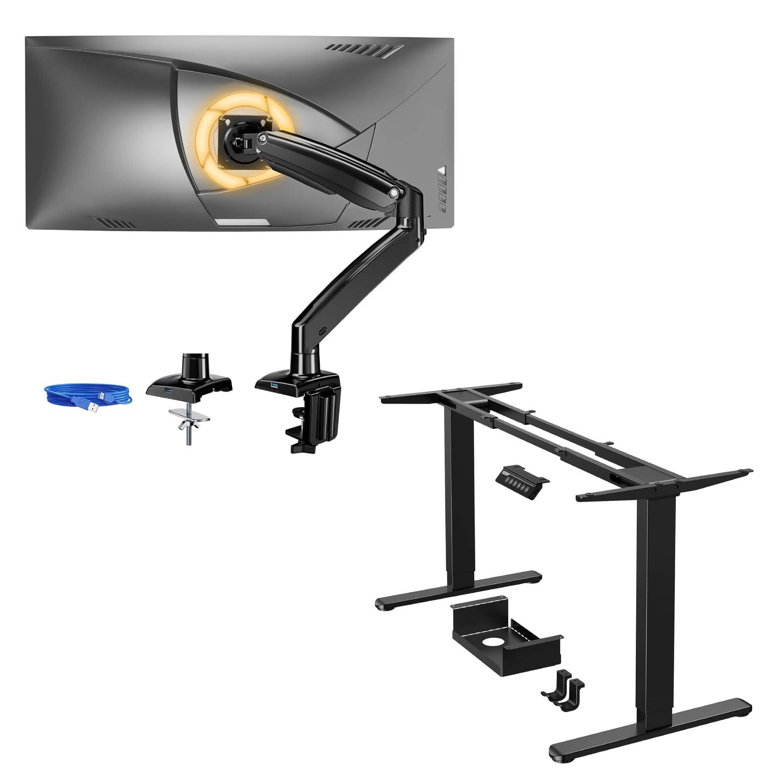 ErGear 13 to 49 inches Single Monitor Mount and ErGear Dual Motor Standing Desk Frame 2