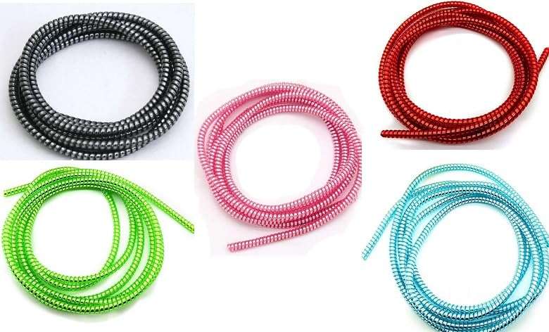 Kinetic Ultimate Cable Protector | Spiral Cable Protector 1.5 Meter | Plastic Cord Wire Charger Winder for All Types of Charging Cables Pack of 5(Multicolur) 1