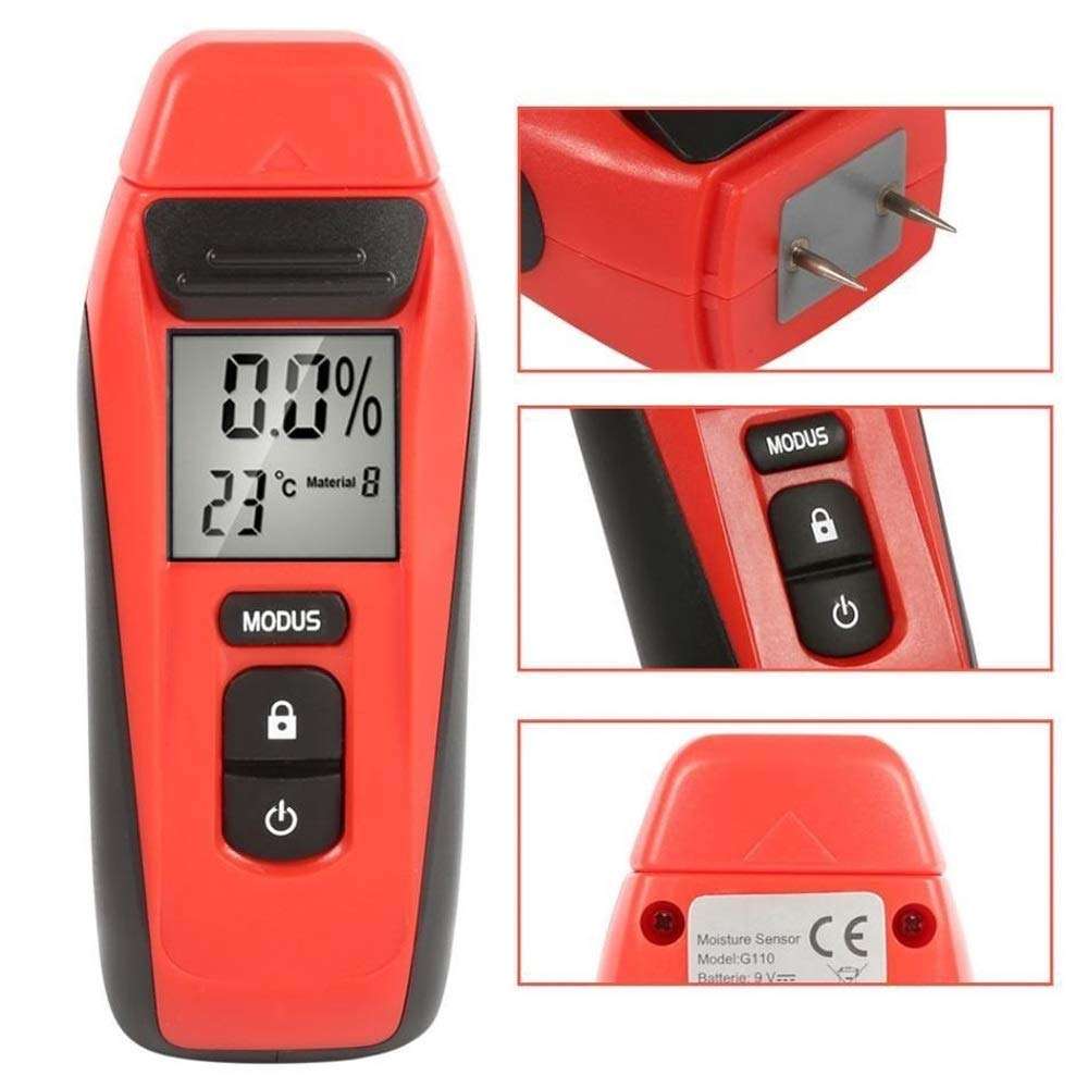 WZCUICAN Moisture Meters 1Pc Practical Wood Humidity Tester Digital LCD Wood Moisture Meter Timber Damp Detector with/Two Pins LCD Display Tool 2