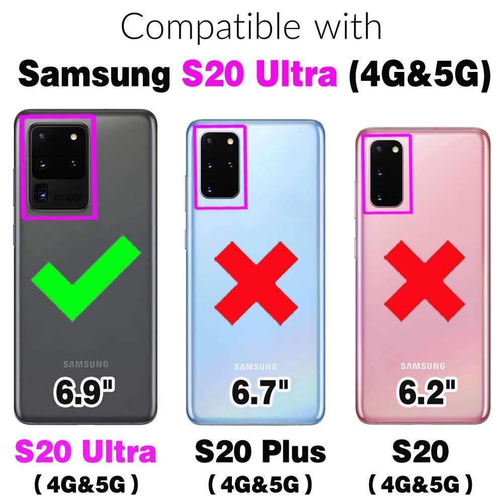 Phone Case for Samsung Galaxy S20 Ultra Glaxay S20ultra 5G with Tempered Glass Screen Protector Card Holder Wallet Cover Stand Flip Leather Cell Gaxaly 20S S 20 A20 20ultra G5 Cases Women Men Green 2