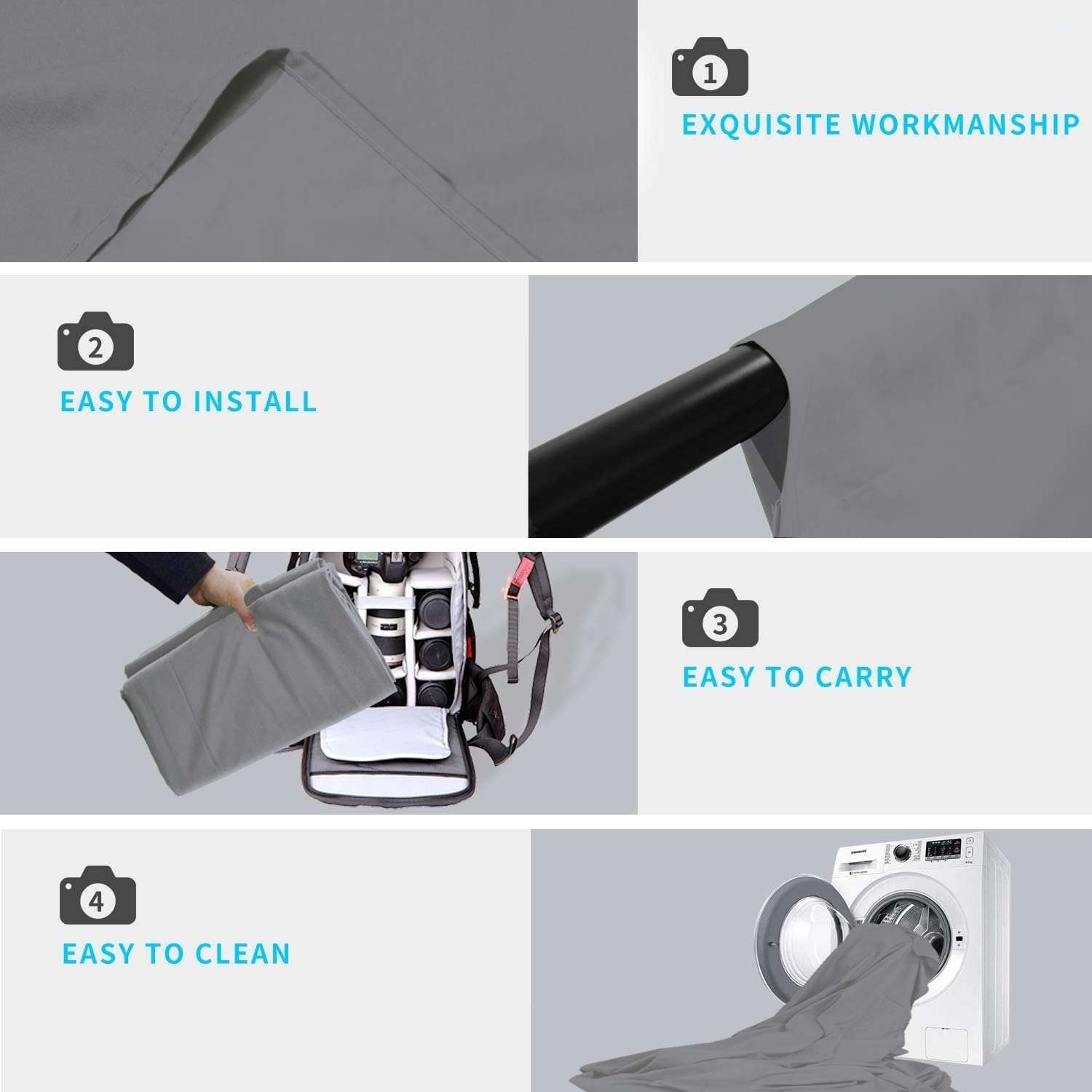 Cam Cart 4Ftx4Ft L-Grey M Green Studio Photography Reflector for Photo Shoot & Video Shoot 4