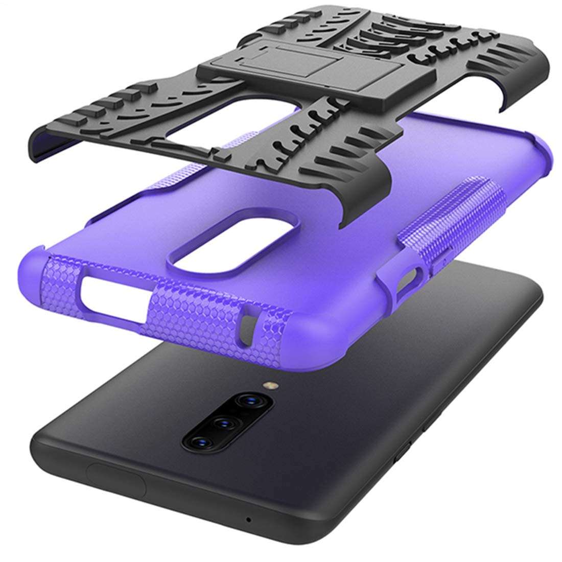 Osophter Oneplus 7 Pro Case, Dual Layer Shock-Absorption Cover Full-Body Protective Cell Phone with Kickstand Combo PC+TPU Back Cases for One Plus 7 Pro(Purple) 5