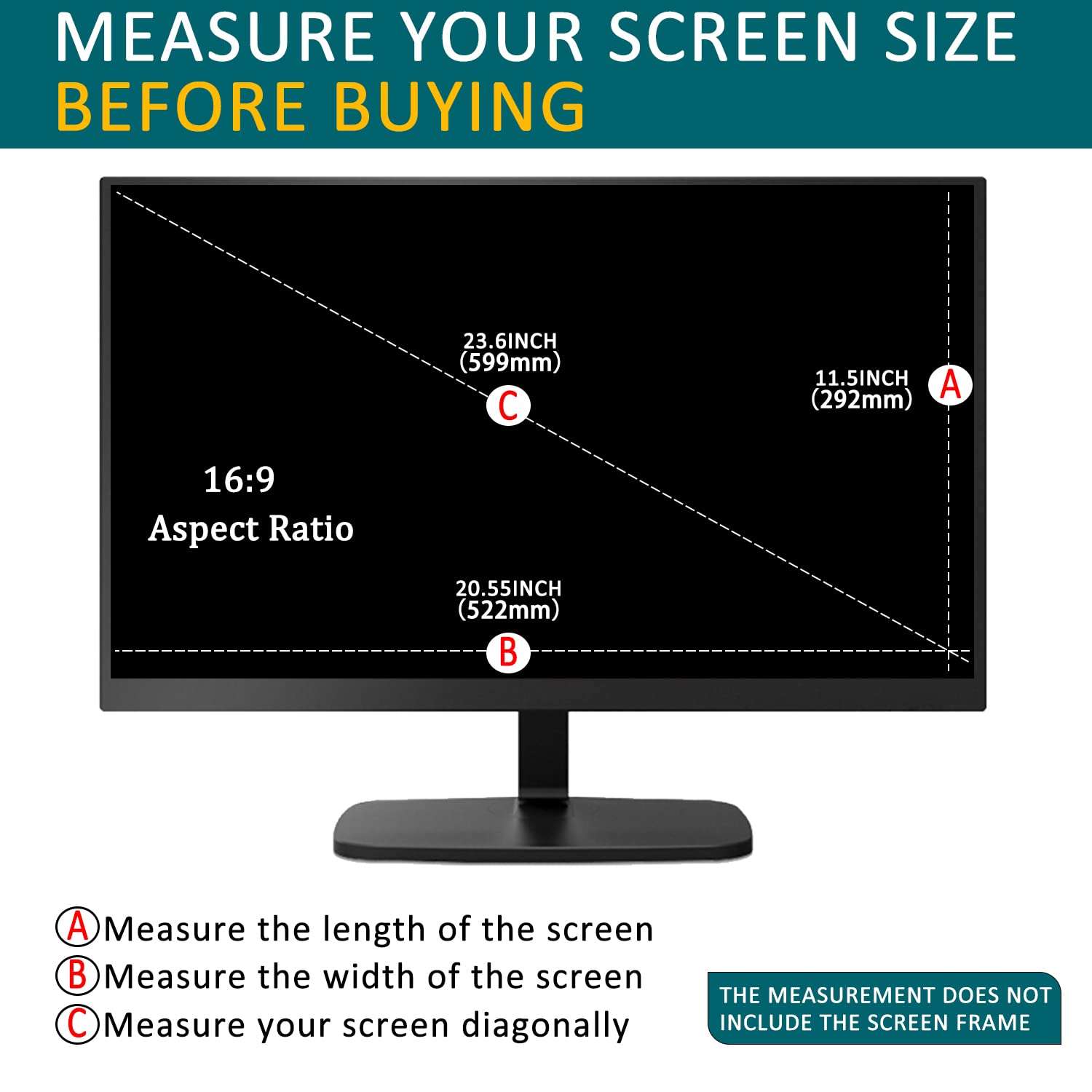 YINOVEEN 23.6 Inch Anti Blue Light Screen Protector for Universal Diagonal 23.6" With Aspect Ratio 16:9 Sceptre/LG/Dell/HP/Acer/ViewSonic/ASUS/Aoc/Samsung Widescreen Monitor Protection Eyes Filter 3