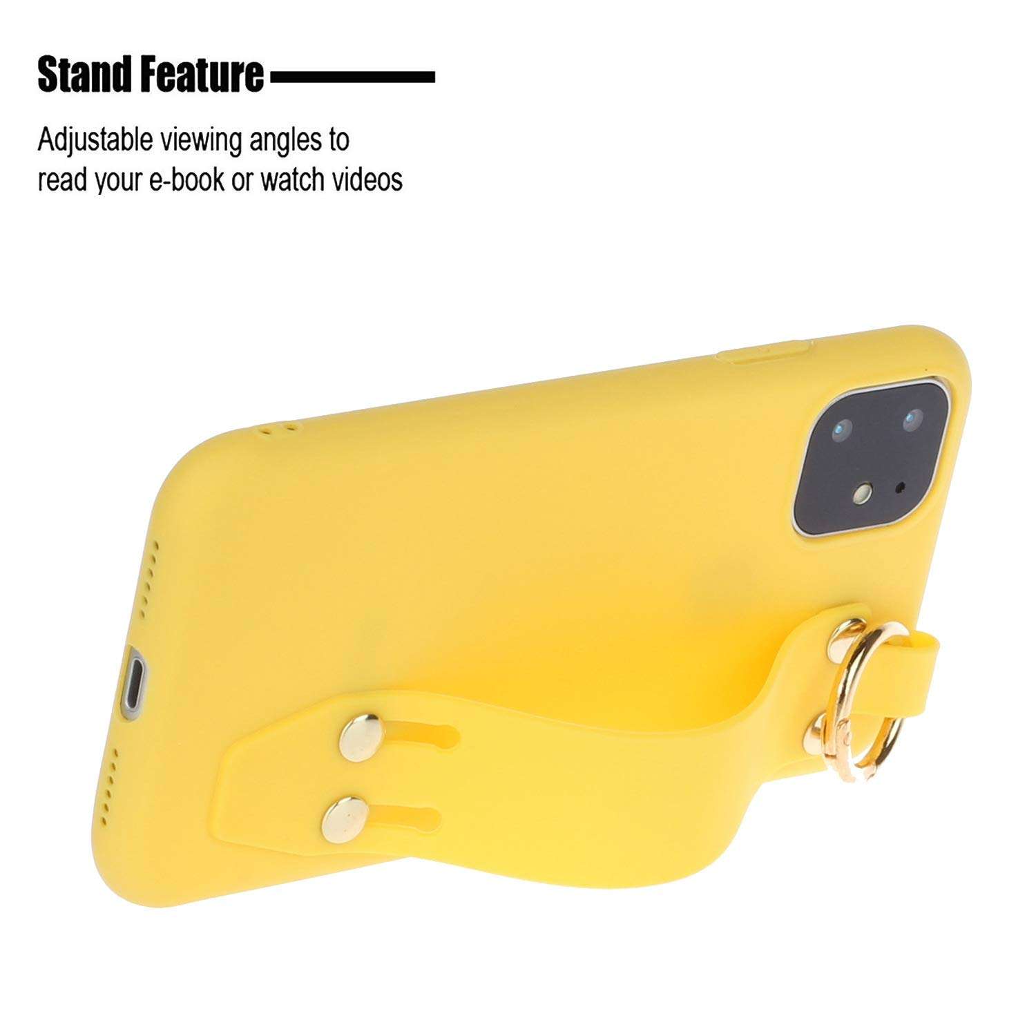 Topwin Hand Strap Case Compatible with iPhone 11, Soft Gel Rubber with Adjustable Wrist Strap Handy Belt Loop Kickstand Viewing Stand Feature Wristband for Apple iPhone 11 6.1'' 2019 (Wine Red) 5