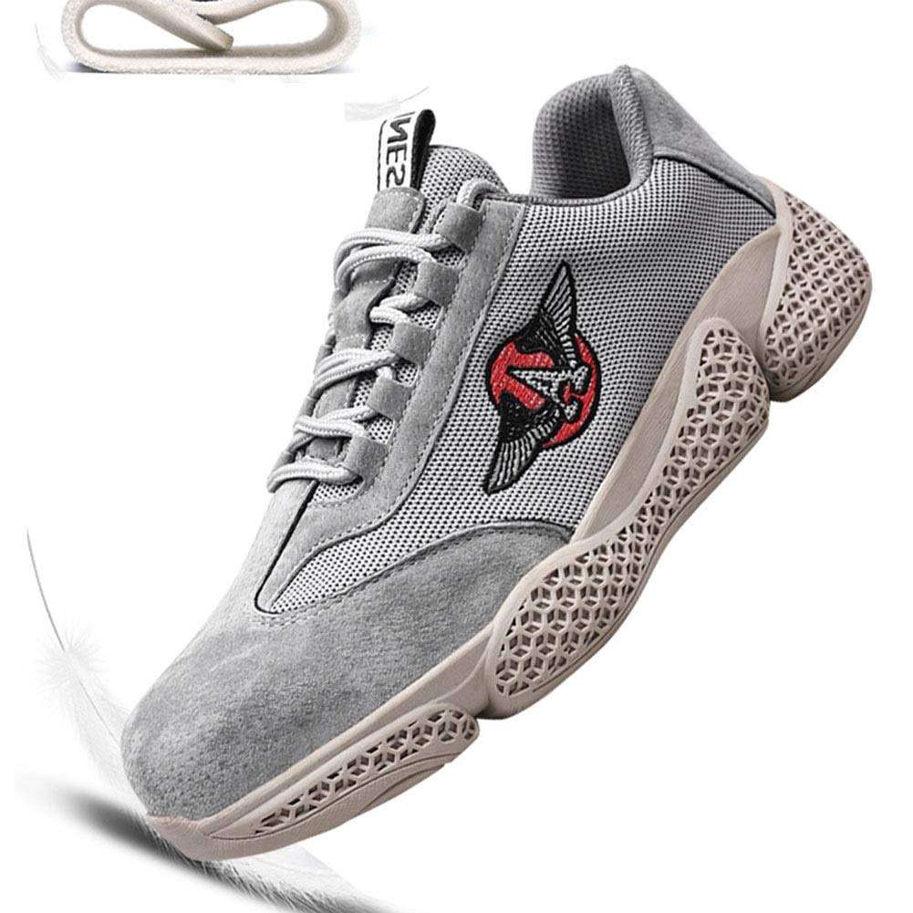 Steel Toe Safety Shoes for Mens, Work Shoes Lightweight Comfort Slip Resistant Industrial Construction Sneakers (Color : Gray, Size : 9.5 US) 3
