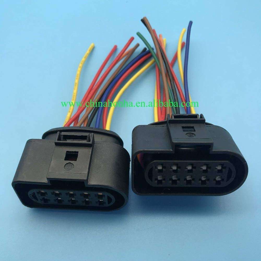 Davitu Cables, Adapters & Sockets - 2/5/10/20 pcs HeadLight Headlamp Pigtail 10 pin Connector Adapter harness 1J0973735 1J0 973 735 with 10cm 18AWG - (Color Name: 50 pcs) 3