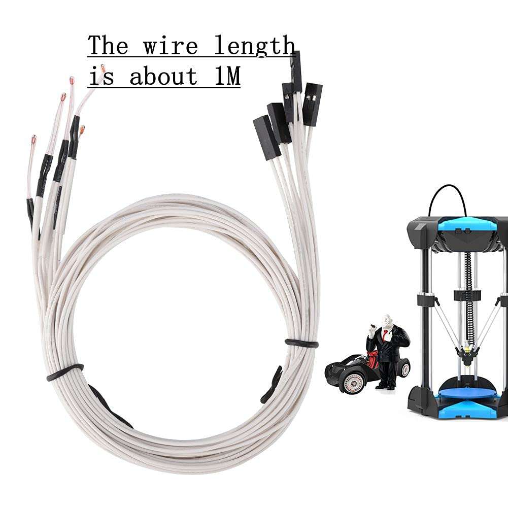 Hilitand Thermistor, 5Pcs thermistors for 3D Printers, 100K high Temperature heatbed Sensor, Temperature Sensor Temperature Sensor with Stability and Material Safety 6