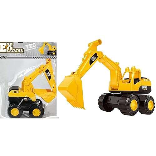 DU Sales Unbreakable Construction Excavator Vehicles Play Set - Push and go Friction Powered REV-UP Truck Toy | JCB Truck Toy for 3+ Years Old Kids Boys|Girls(Set of 1)- Multi Color 6