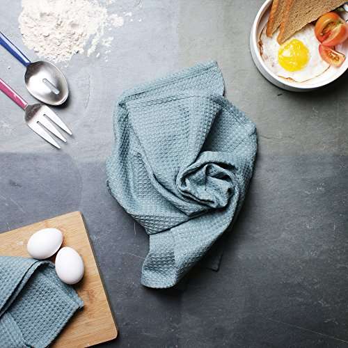 Amazon brand - Umi Classic Waffle Kitchen Dish Towels(15"x25",4-Pack, Turquoise) 6