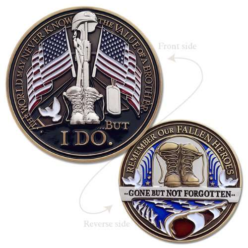 Military Appreciation Challenge Coin and Fallen Hero Challenge Coin - 2 Challenge Coin Set with Bonus polishing Cloth 4