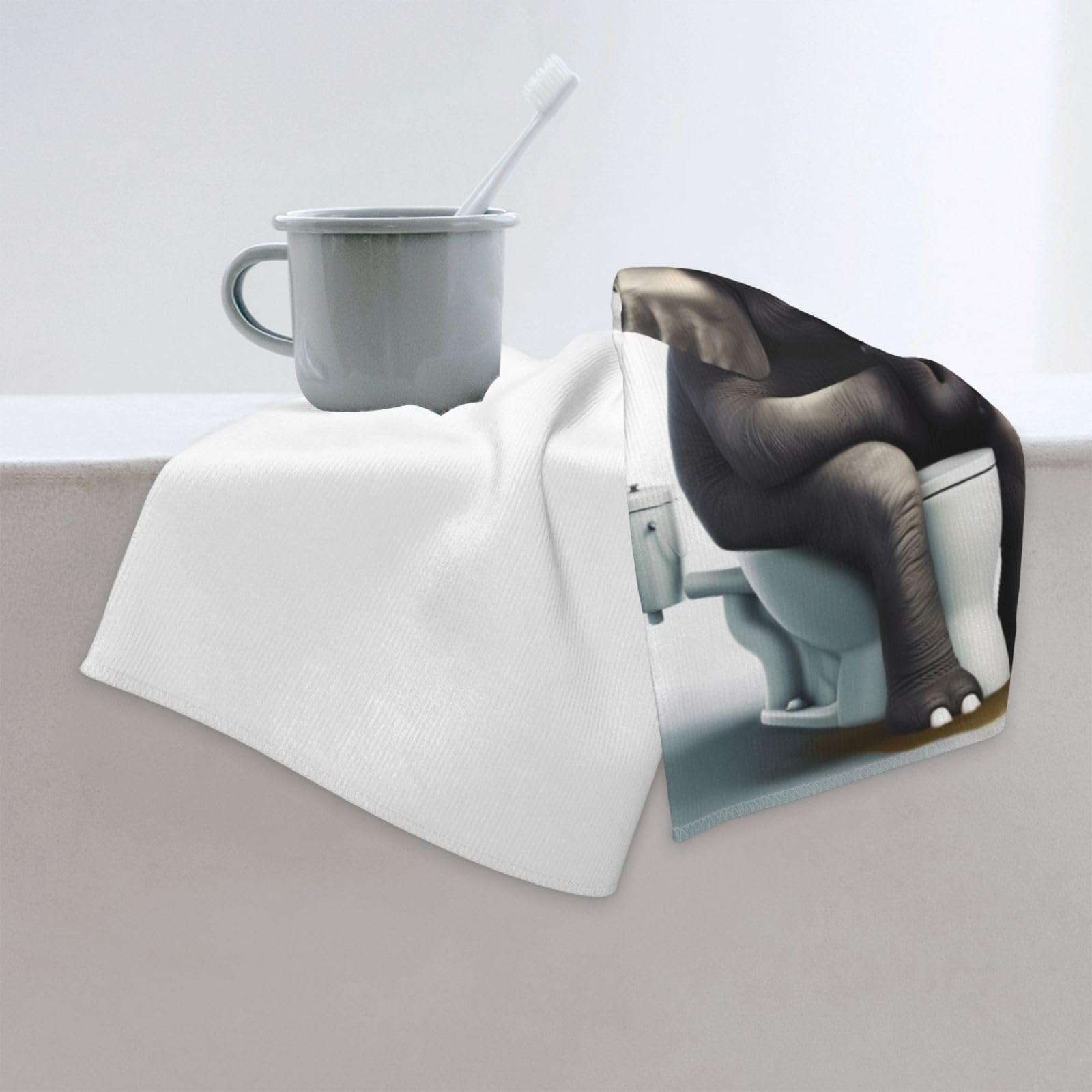 Mount Hour Elephant and Dog Old Friends Hand Towels Funny Animals Face Towel Soft Guest Towel Portable Kitchen Tea Dish Towels Washcloths Bathroom Decor Housewarming Gifts 15.7" X 27.5" 5